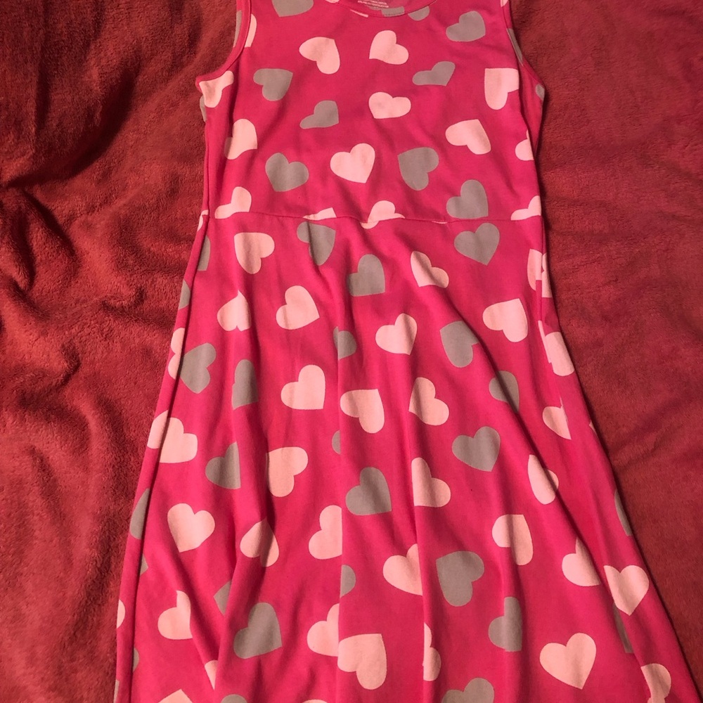 Wonder Nation Heart Pattern Pink Pleated Sundress Sleeveless Casual
